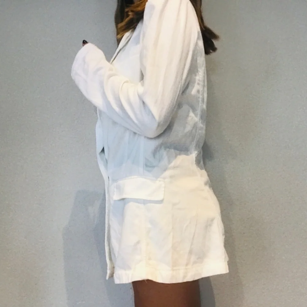 New FREE PEOPLE Oversized Long Blazer Opal White M Worn 1x - Picture 6 of 13